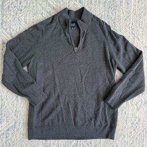 GAP Men's Gray Charcoal Quarter-Zip Sweater